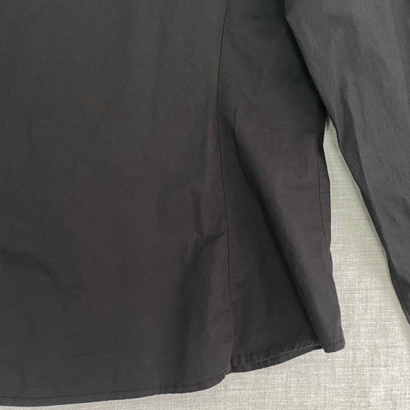 Tommy Hilfiger Top Womens Large Black Button Up Dress Shirt Ruffled Yoke - Picture 7 of 10